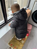 保姆鵝  【風(fēng)墻】?jì)和鸾q服寶寶中長(cháng)款護臉加厚外套保暖童裝[NG2664] 炭黑 100 曬單實(shí)拍圖