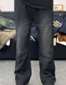 頂峰保羅（Dingfengbaoluo）美式牛仔褲男春秋季高街直筒寬松潮牌男生闊腿長(cháng)褲DFS05黑灰2XL 曬單實(shí)拍圖
