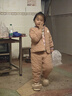 巴厘小豬兒童夾棉套裝冬季寶寶加厚保暖棉襖男童內搭打底衣服冬裝女童棉服 蜜糖棕 120 曬單實(shí)拍圖