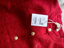 ELAND衣戀毛針織衫女氣質(zhì)圓領(lǐng)金屬扣開(kāi)衫騏驥紅毛衣2025冬季新款 紅色(20)Red L /170 曬單實(shí)拍圖