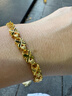 百年老鳯祥新款24K黃金光珠手鏈女款仿金包銀光面素圈手環(huán)鐲子送 四葉草手鏈 曬單實(shí)拍圖