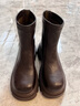 百思圖25冬商場(chǎng)高跟粗跟女短靴厚底增高馬丁靴F6012DD5 棕色 36 曬單實(shí)拍圖