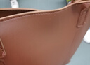 新款大容量真皮女包簡(jiǎn)約單肩托特包 棕色 曬單實(shí)拍圖