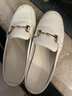 啄木鳥(niǎo)品牌斷碼平底鞋2025新款真皮包頭半拖鞋女外穿夏季涼拖懶人鞋子 米白色(半托) 37 曬單實(shí)拍圖