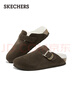 斯凱奇（Skechers）勃肯鞋女士秋冬加絨保暖一腳蹬涼拖鞋復古百搭平底休閑鞋158831 曬單實(shí)拍圖