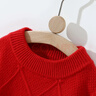 兒童羊毛衫加厚半高領(lǐng)套頭毛衣長(cháng)袖打底衫保暖針織衫提花男女童裝 紅色 130 曬單實(shí)拍圖