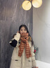 CHANEELR & KARITH圍巾女2025新款冬季千鳥(niǎo)格百搭女加厚保暖圍脖生日新年禮物送女友 紅色 曬單實(shí)拍圖