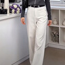 婭麗達鎖色雪絨婭麗達加絨闊腿牛仔褲女2025新款休閑米白加長(cháng)冬季直筒褲 奶油米-一體絨（I0） 31 曬單實(shí)拍圖