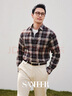 SANHEER意式商務(wù)紳士 色織格紋磨毛保暖面料 秋冬季純棉長(cháng)袖襯衫 DAH453 咖色格紋 M /48 曬單實(shí)拍圖