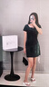 UR2025夏季新款女裝時(shí)尚褶皺收腰系帶短款連衣裙UYY750065 正黑 M 曬單實(shí)拍圖