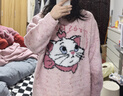 宮蝶【禮袋裝】迪士尼瑪麗貓秋冬睡衣女加厚半邊絨保暖可愛(ài)家居服 HP-DSN2413 L (建議100-120斤) 曬單實(shí)拍圖