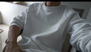Homlean純色簡(jiǎn)約衛衣男春設計感寬松百搭休閑長(cháng)袖t恤打底衫HW27白色3XL 曬單實(shí)拍圖