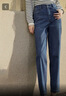 茵曼春夏季女裝2025流行百搭松緊高腰直筒牛仔褲子女士 淺牛仔 27 曬單實(shí)拍圖