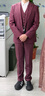 休塔（SUITUP ）【結婚禮服】酒紅色新郎結婚西服套裝男訂婚禮服西裝商務(wù)正裝薄款 馬爾薩玫紅【上衣+馬甲+褲子】 50A 曬單實(shí)拍圖