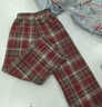 5+（FivePlus）女童加絨褲子一體絨冬裝闊腿褲童裝格子褲（僅褲子）紅格130 曬單實(shí)拍圖