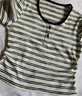 百圖betu女裝2025夏季新款T恤撞色圓領(lǐng)開(kāi)筒間色條紋短袖上衣女2503T22 黑白條 M 曬單實(shí)拍圖