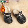 卡帝樂(lè )鱷魚(yú)（CARTELO）棉拖鞋男冬季新款外穿厚底增高棉鞋男女同款拖鞋黑色男款 40-41 曬單實(shí)拍圖