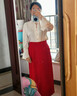 固執（OBSTINATE）2025秋季新款氣質(zhì)新中式高腰開(kāi)叉長(cháng)裙提花直筒半身裙 紅色 M 曬單實(shí)拍圖