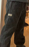 頂峰保羅（Dingfengbaoluo）美式水洗牛仔褲直筒冬季加絨潮牌大碼寬松闊腿褲子男DS61黑XL 曬單實(shí)拍圖