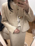 香影小香風(fēng)套裝女2026春新款一整套穿搭上衣半身裙法式兩件套早秋 米黃 XL 曬單實(shí)拍圖