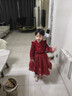 富羅迷女童連衣裙冬季加絨保暖新中式紅色禮服裙兒童公主裙 紅色 130cm  曬單實(shí)拍圖