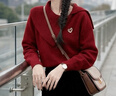 尚靜騏驥紅針織衫女25年冬新女裝慵懶風(fēng)愛(ài)心裝飾節日氛圍保暖毛衣女 曬單實(shí)拍圖