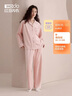 紅豆（Hodo）【暖暖絨】睡衣女新冬款中厚海島絨抗靜電薄絨男可外穿家居服套裝 女士煙粉色 時(shí)尚款 L (165) 女士 曬單實(shí)拍圖