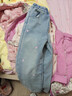 巴布豆（BOBDOG）女童套裝新款秋冬裝針織毛衣女孩一體絨牛仔褲 乳白+牛仔淺藍150 曬單實(shí)拍圖
