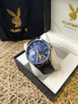花花公子（PLAYBOY）男士手表機械表男款潮流防水鏤空飛輪手表男夜光新款 銀殼藍面/精美禮盒/定制刻字 曬單實(shí)拍圖