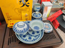 承韻尚樽景德鎮陶瓷蓋碗青花蓮花功夫茶具套裝家用高檔泡茶碗茶杯禮盒裝 青花蓮花寶相-壓手杯4件套簡(jiǎn)裝 曬單實(shí)拍圖