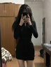 凡伊蔚辣妹性感緊身純欲修身包臀裙小媽裙黑色連衣裙裙子配大衣新款顯瘦 辣妹修身包臀打底連衣裙【黑色】 L 【建議95-110斤】 曬單實(shí)拍圖