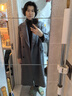 朗姿【秀場(chǎng)同款 王楚然同款】羊毛高級感氣質(zhì)大衣女冬新款毛呢外套 中灰色 2XL 曬單實(shí)拍圖