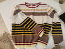 科蒙博卡2026春夏桑蠶絲新款長(cháng)袖針織衫女條紋T恤寬松鏤空上衣 森野條紋 L 曬單實(shí)拍圖