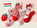 caramella卡拉美拉女童襪子春季新疆棉紅襪卡通寶寶中筒襪兒童襪可愛(ài)親膚 曬單實(shí)拍圖