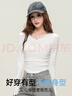 都市麗人【100%棉】t恤女長(cháng)袖正肩純棉上衣顯瘦內搭圓領(lǐng)打底衫女 白色 L 曬單實(shí)拍圖