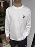 AEMAPE/美國蘋(píng)果 美式重磅純棉長(cháng)袖T恤男高端刺繡圓領(lǐng)寬松套頭打底衫男 白色 L 曬單實(shí)拍圖