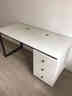 華輕巖板電腦桌學(xué)習桌加厚辦公桌包安裝簡(jiǎn)約書(shū)桌可儲物帶USB充電口 時(shí)尚白+白柜【加厚真巖板桌面】 包安裝：120*60CM【帶USB充電口】 巖板 曬單實(shí)拍圖