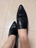 ZHR樂(lè )福鞋女春秋通勤平底小皮鞋英倫黑色尖頭單鞋子女 K369 黑色 37 曬單實(shí)拍圖