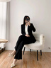 晨芙職業(yè)裝西裝套裝女時(shí)尚白領(lǐng)西服外套氣質(zhì)女神范通勤面試正裝工作服 黑色西裝+大腳褲 M 建議90-100斤 曬單實(shí)拍圖