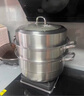 炊大皇304不銹鋼三層蒸鍋家用復合底湯鍋蒸饅頭包子可視可立高拱蓋30cm 曬單實(shí)拍圖