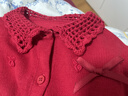幼歌（YOUGE）【阿克蘇棉】嬰幼兒春季品鏤空娃娃領(lǐng)純色柔軟親膚毛衣開(kāi)衫 中國紅 66 cm 曬單實(shí)拍圖