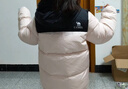 駱駝（CAMEL）【小火山】?jì)和鸾q服加絨加厚保暖戶(hù)外連帽外套男女童新年戰袍 夢(mèng)幻粉/幻影黑 含絨子90% 140 充絨量165g 曬單實(shí)拍圖