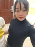 別語 高領(lǐng)中袖t恤女春秋新款半袖夏季莫代爾打底衫內(nèi)搭五分袖緊身上衣 黑色 【高領(lǐng)中袖  一片式】 M (90-102斤) 曬單實(shí)拍圖