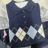 UR2025秋季新款女裝休閑學(xué)院風(fēng)菱格紋短款針織衫UYY950145 曬單實(shí)拍圖