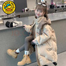 G.duck小黃鴨女童羽絨棉服2025冬新款兒童加厚棉襖中大童冬季中長(cháng)款外套 卡其色 現貨速發(fā)，尺碼標準 120 曬單實(shí)拍圖