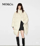 MO&Co.羽絨服90鴨絨高領(lǐng)連帽輕暖高密防鉆絨雙門(mén)襟中長(cháng)款摩安珂 灰白色 S /160 曬單實(shí)拍圖