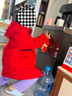 雪中飛兒童羽絨服男女童中大童字母印花大口袋新款洋氣中長(cháng)款中國紅140 曬單實(shí)拍圖