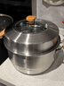 愛(ài)仕達蒸鍋304不銹鋼加高厚大容量廚房家用復底蒸饅頭鍋燃氣電磁爐通用 加高雙層蒸鍋 32cm 曬單實(shí)拍圖