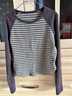 德瑪納【線(xiàn)條美學(xué)】秋季美式復古條紋拼色時(shí)髦遮肉高頻好搭長(cháng)袖女式t恤 曬單實(shí)拍圖