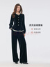 歌莉婭冬季絲絨褲子套裝（絲絨外套+直筒長(cháng)褲）  1CNLAC850 00B黑色 M 曬單實(shí)拍圖